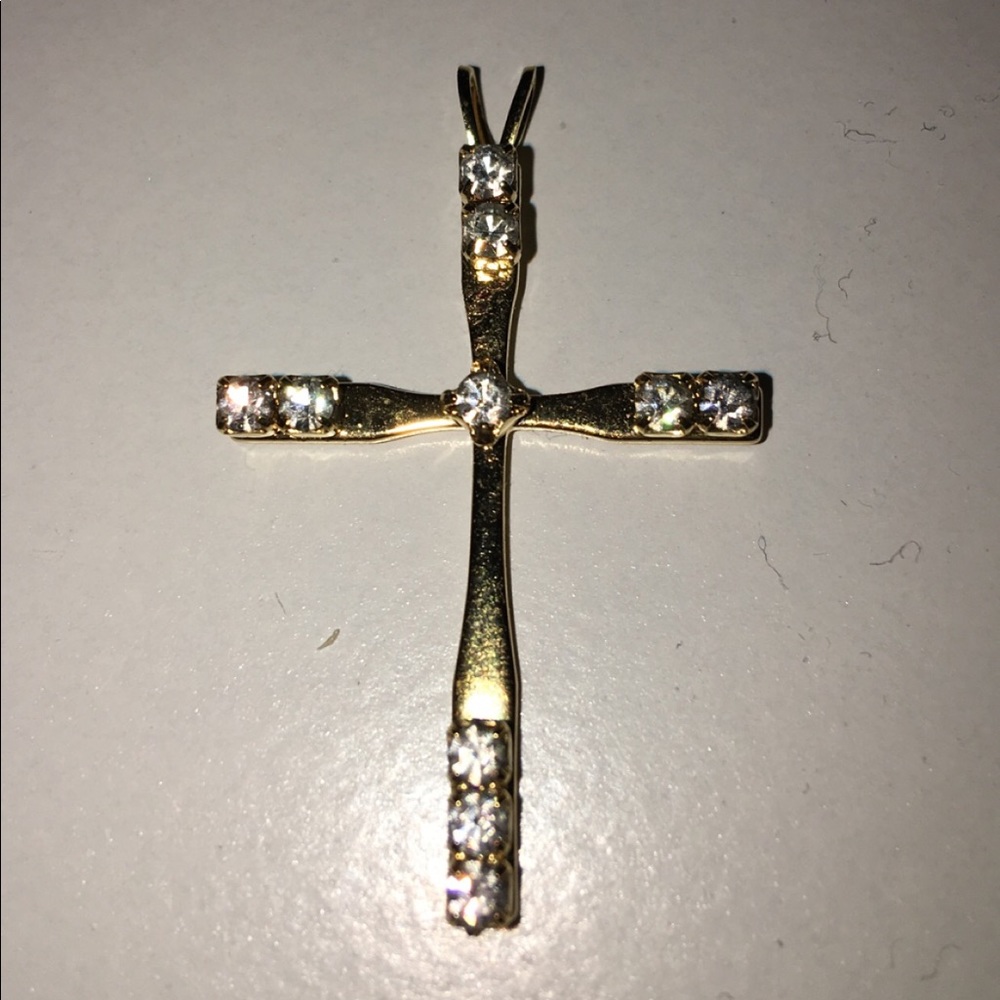 Gold plated and cubic zirconia cross Pendent
